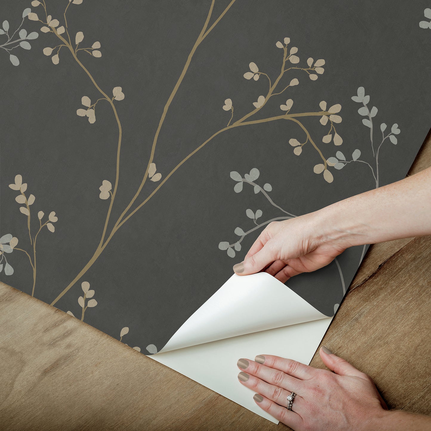 York Wallcoverings RoomMates Blossom Stripe Black Peel and Stick Wallpaper Traditional Graphics Blacks  Wallpaper - RMK12808PL