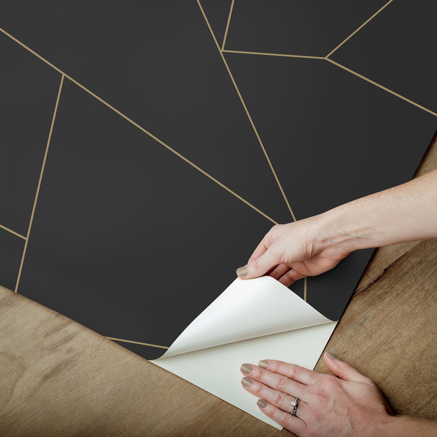 York Wallcoverings RoomMates Brilliant Black and Gold Peel and Stick Wallpaper Modern Graphics Blacks  Wallpaper - RMK12809PL