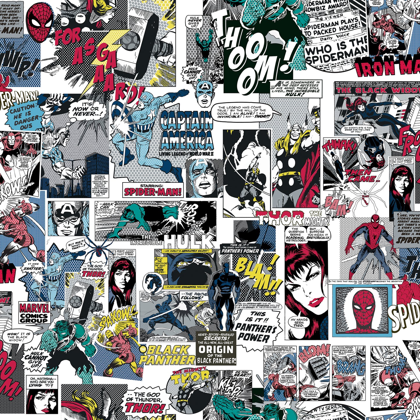 York Wallcoverings RoomMates Marvel Classic Comics Peel and Stick Wallpaper Retro Graphics Greys  Wallpaper - RMK12814PLW