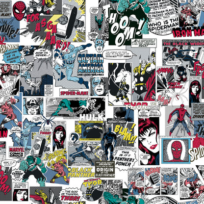 York Wallcoverings RoomMates Marvel Classic Comics Peel and Stick Wallpaper Retro Graphics Greys  Wallpaper - RMK12814PLW