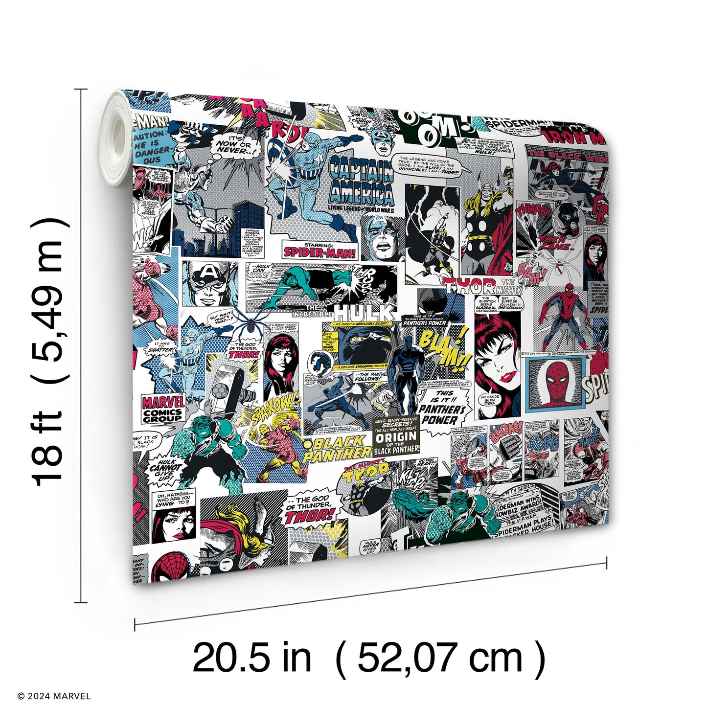 York Wallcoverings RoomMates Marvel Classic Comics Peel and Stick Wallpaper Retro Graphics Greys  Wallpaper - RMK12814PLW