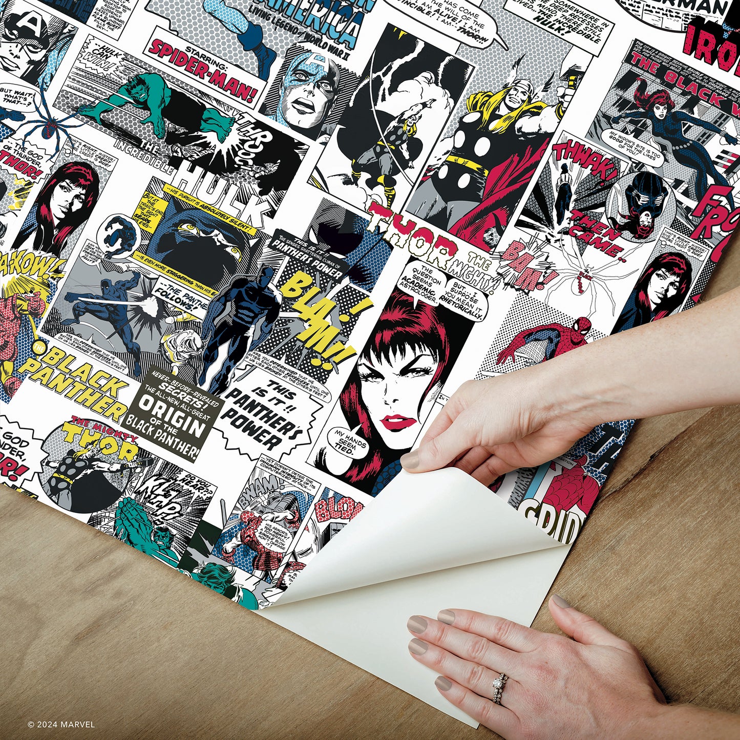 York Wallcoverings RoomMates Marvel Classic Comics Peel and Stick Wallpaper Retro Graphics Greys  Wallpaper - RMK12814PLW