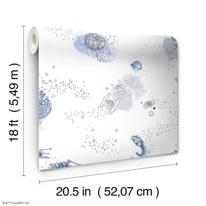 York Wallcoverings RoomMates STAR WARS Good Night Galaxy Peel and Stick Wallpaper Transitional Outer Space Blues  Wallpaper - RMK12815PL