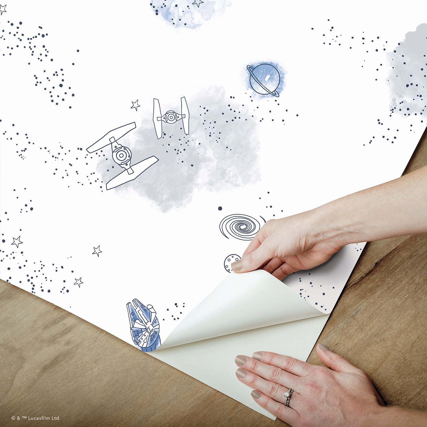 York Wallcoverings RoomMates STAR WARS Good Night Galaxy Peel and Stick Wallpaper Transitional Outer Space Blues  Wallpaper - RMK12815PL