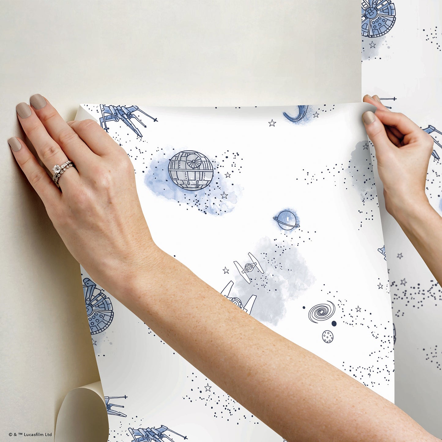 York Wallcoverings RoomMates STAR WARS Good Night Galaxy Peel and Stick Wallpaper Transitional Outer Space Blues  Wallpaper - RMK12815PL