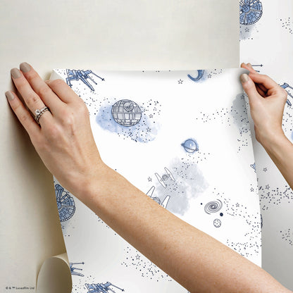 York Wallcoverings RoomMates STAR WARS Good Night Galaxy Peel and Stick Wallpaper Transitional Outer Space Blues  Wallpaper - RMK12815PL