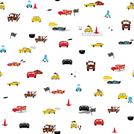 York Wallcoverings RoomMates Disney and Pixar Cars Racing Peel and Stick Wallpaper Kids Graphics Whites and Off-Whites  Wallpaper - RMK12816PL