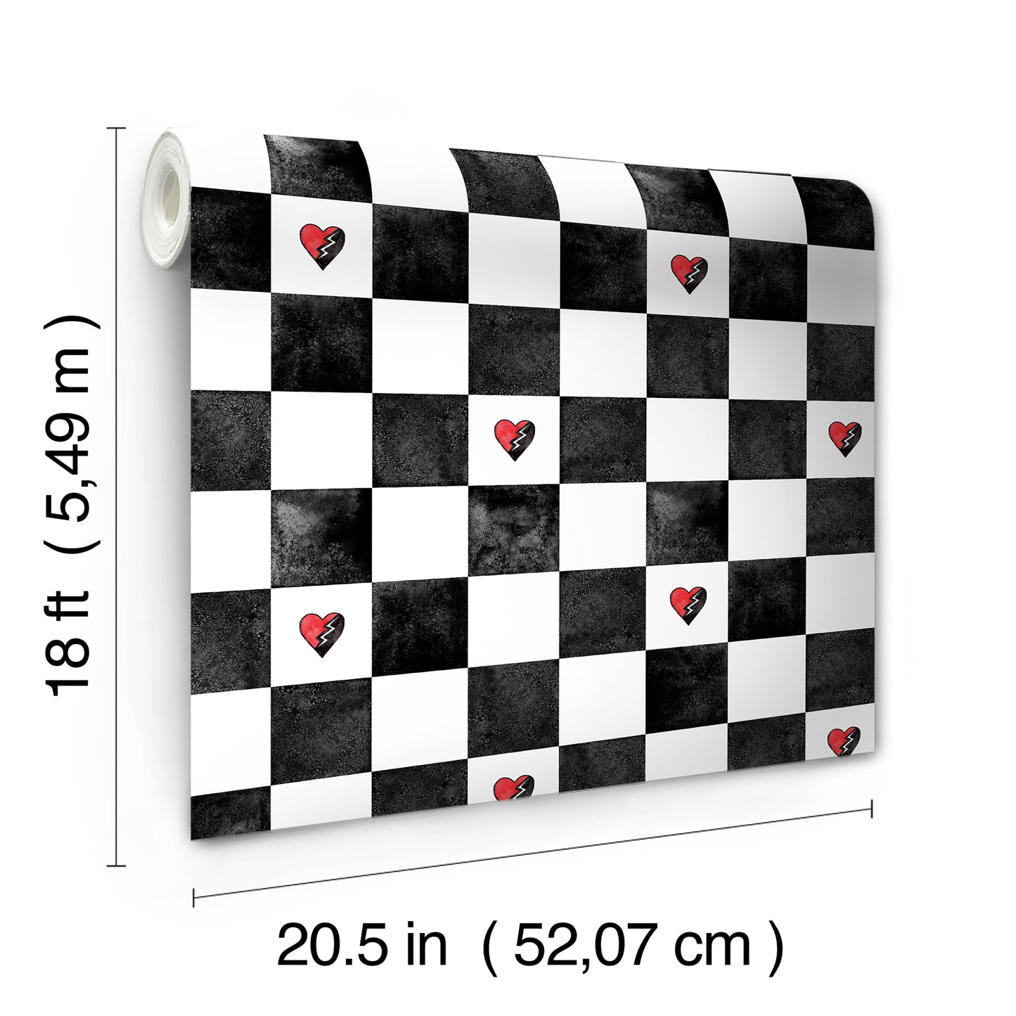 York Wallcoverings RoomMates Disney Descendants: The Rise of Red - Rebel at Heart Checker Peel and Stick Wallpaper Kids Graphics Blacks  Wallpaper - RMK12817PLW