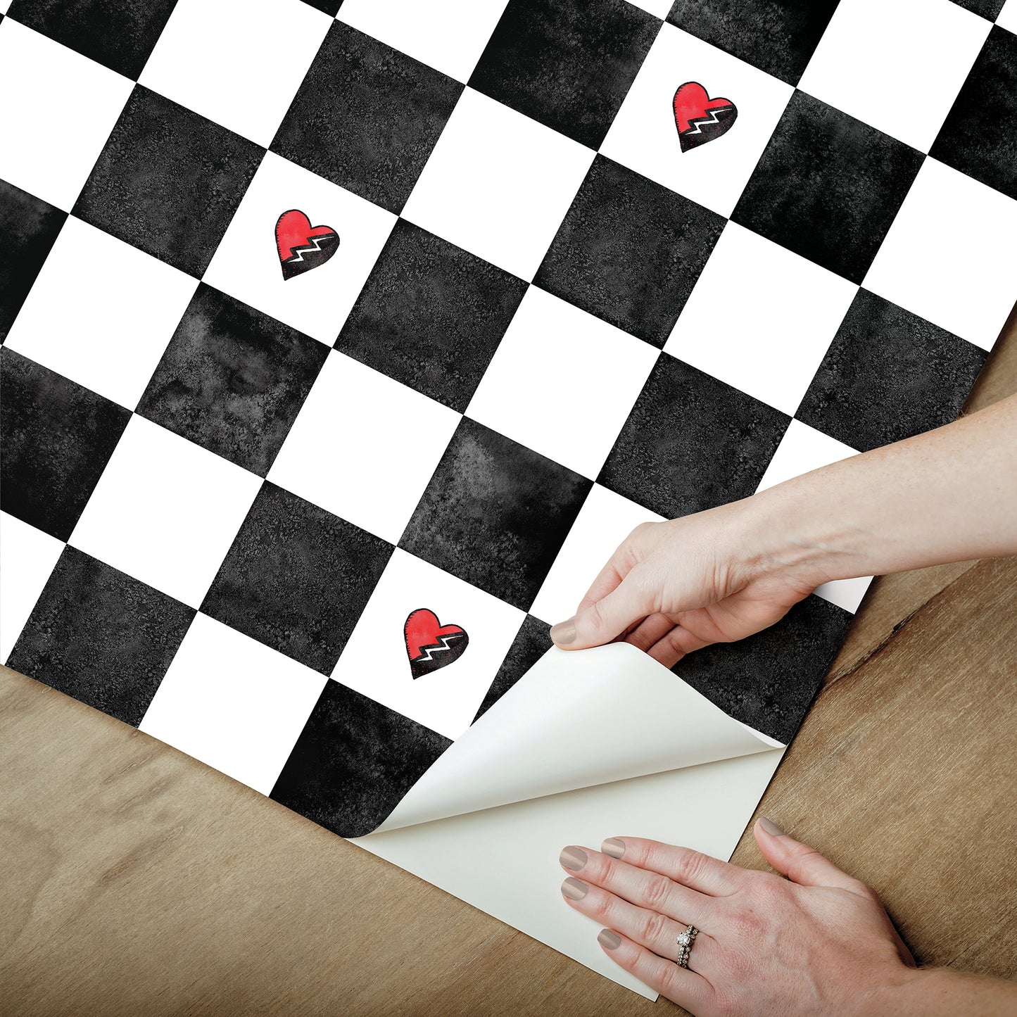 York Wallcoverings RoomMates Disney Descendants: The Rise of Red - Rebel at Heart Checker Peel and Stick Wallpaper Kids Graphics Blacks  Wallpaper - RMK12817PLW