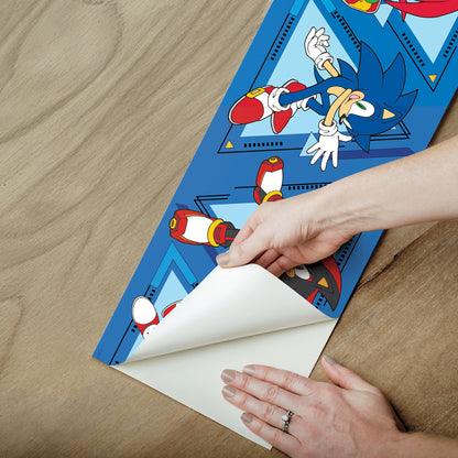 York Wallcoverings RoomMates Sonic The Hedgehog Team Sonic Border Decal Graphics Kids Blue  Current Peel & Stick - RMK1337BD