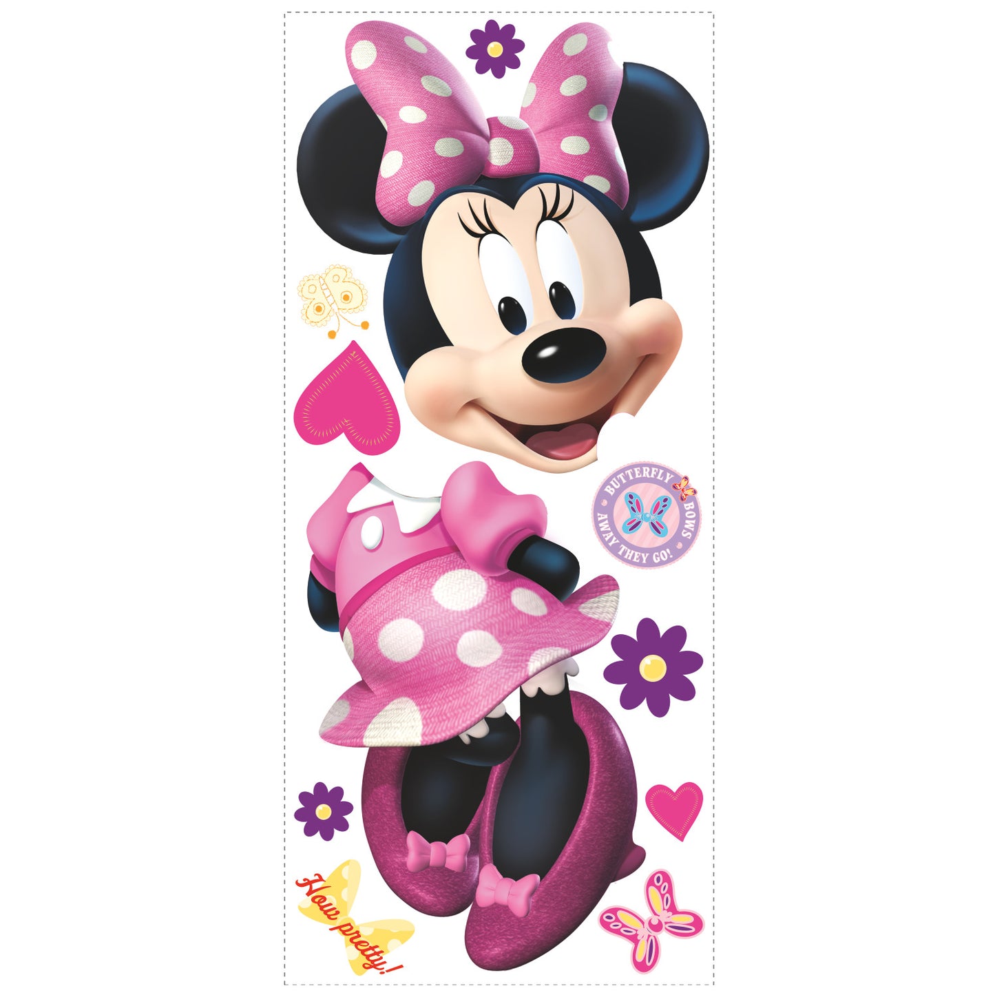 York Wallcoverings RoomMates Minnie Bow-Tique Peel and Stick Giant Wall Decal Kids Licensed Pinks  Wallpaper - RMK2008GM