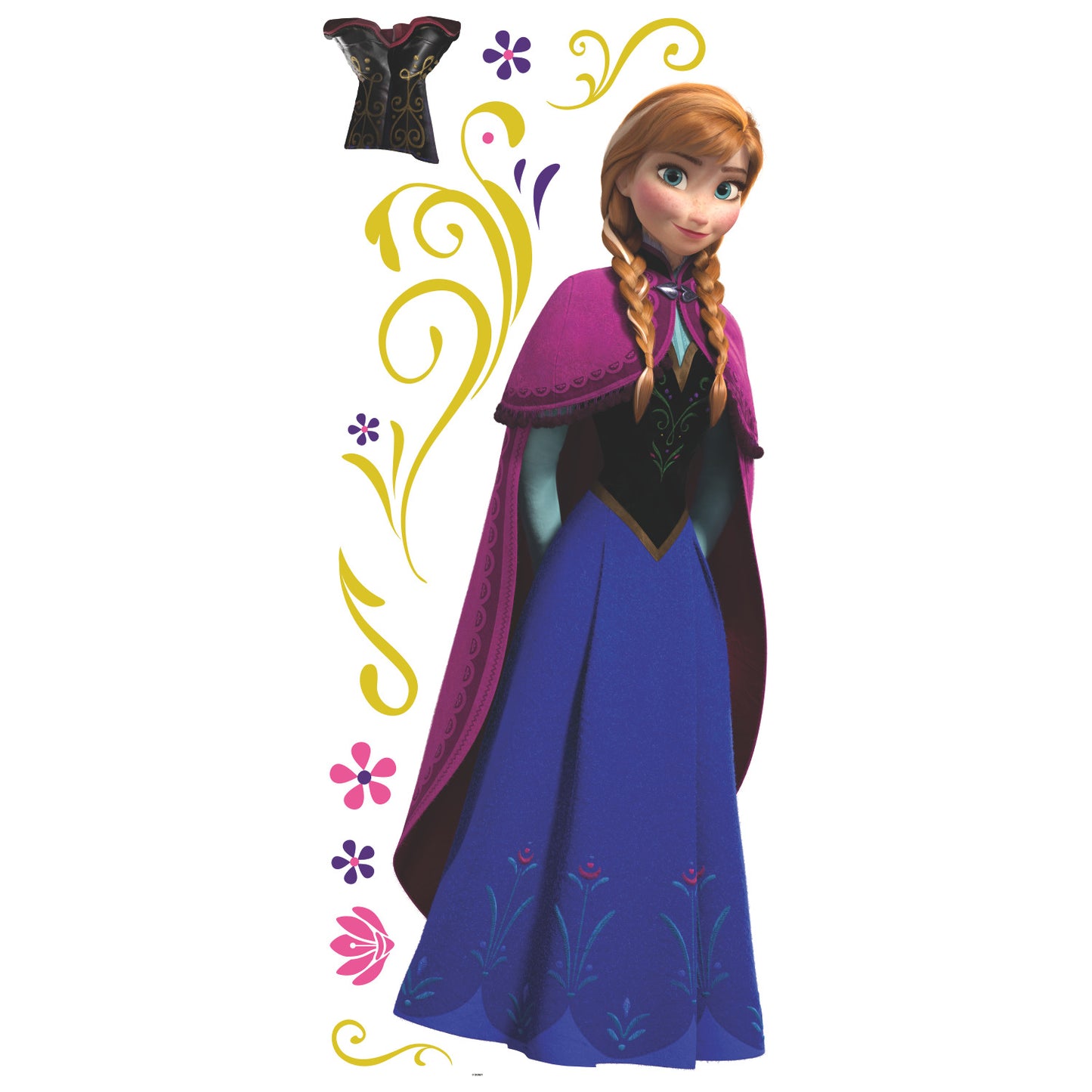 York Wallcoverings RoomMates Frozen's Anna With Cape Giant Wall Decals Kids Licensed Blues  Wallpaper - RMK2737GM