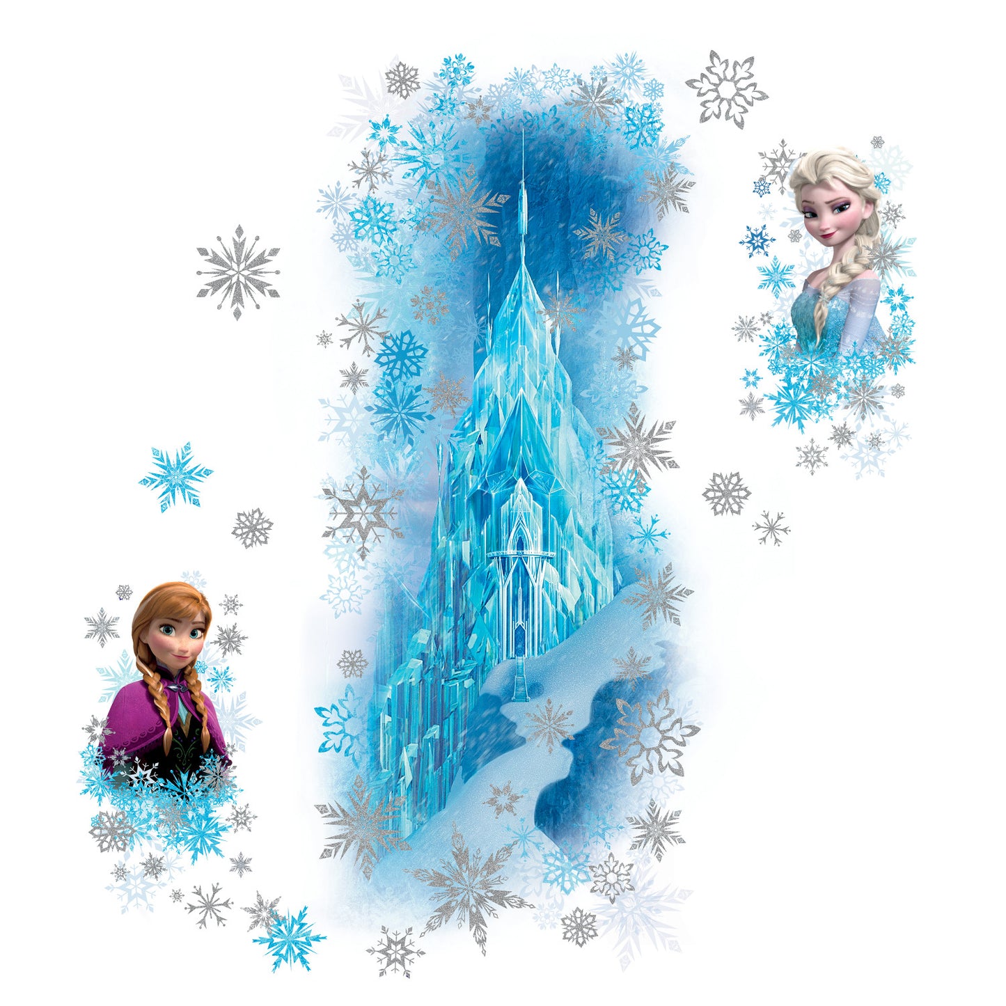 York Wallcoverings RoomMates Frozen Ice Palace With Else and Anna Giant Wall Decals Kids Licensed Blues  Wallpaper - RMK2739GM