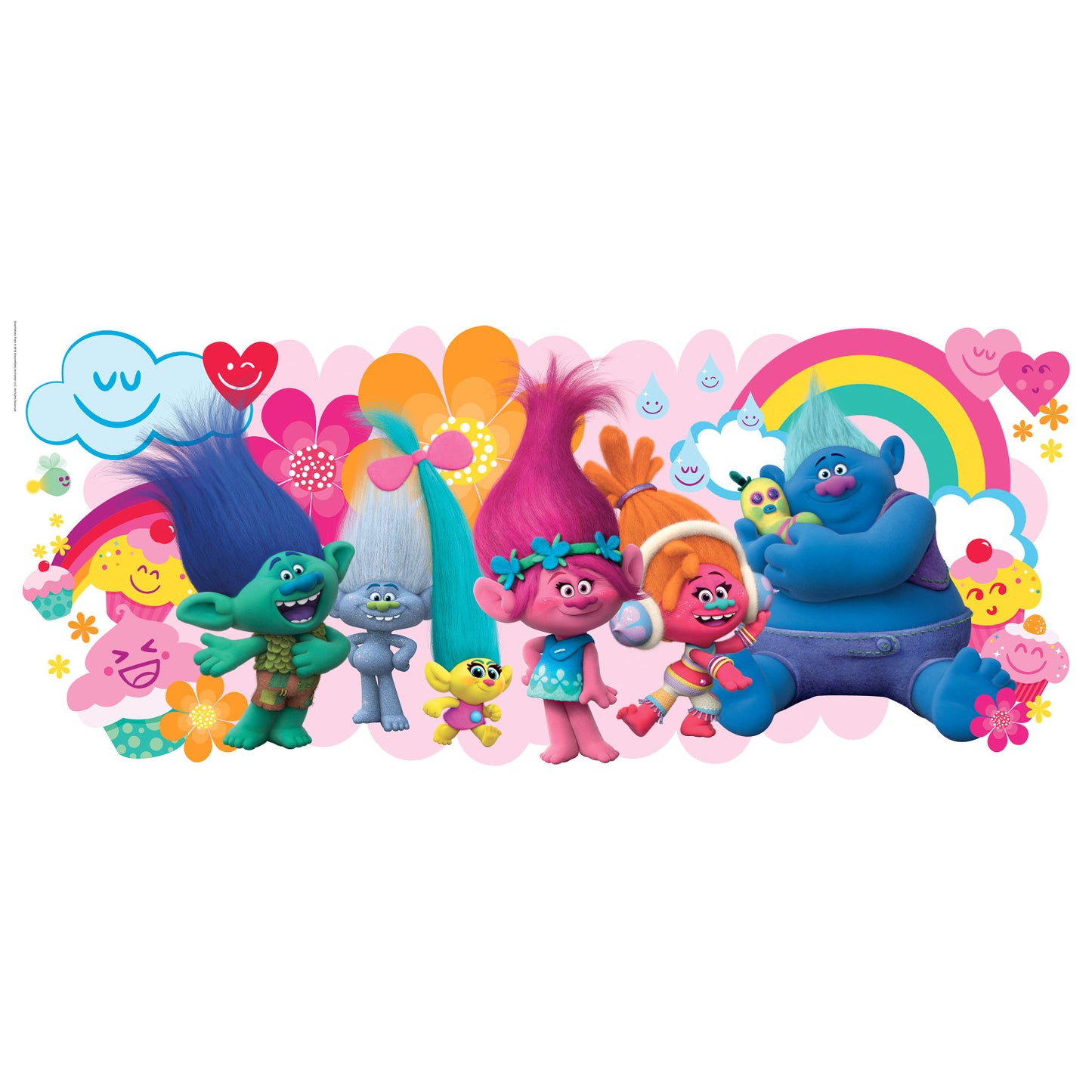 York Wallcoverings RoomMates Trolls Movie Giant Wall Decals Whimsical Licensed Multicolor  Wallpaper - RMK3171GM