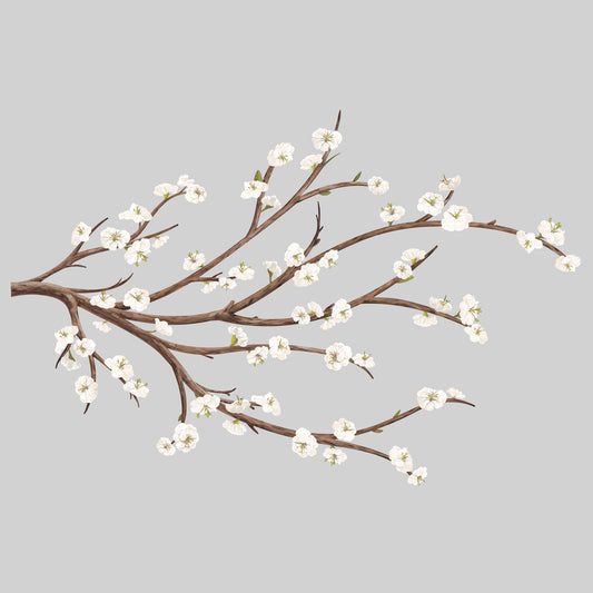 York Wallcoverings RoomMates White Blossom Branch Giant Wall Decals with Flower Embellishments Farmhouse Botanical Neutrals  Wallpaper - RMK3201GM