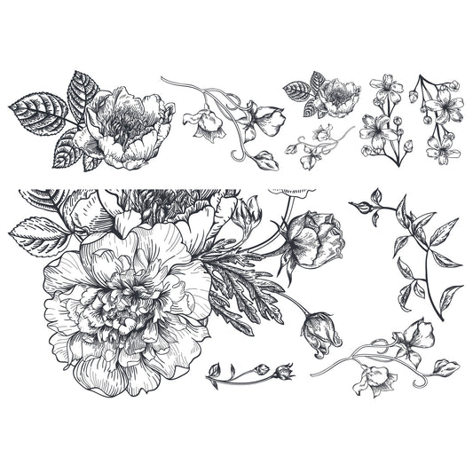 York Wallcoverings RoomMates Peony Giant Wall Decals Photographic Botanical Blacks  Wallpaper - RMK3865GM