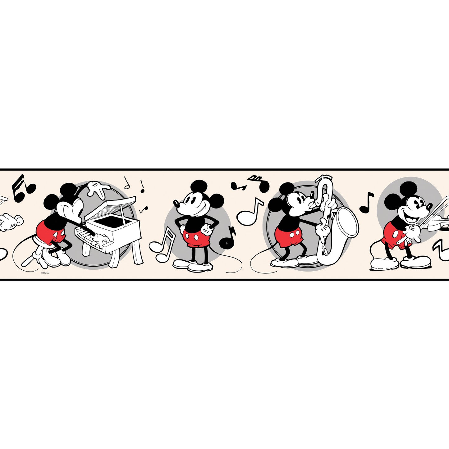 York Wallcoverings RoomMates Vintage Disney Mickey Mouse Peel and Stick Border Whimsical Licensed Reds  Wallpaper - RMK4523BD