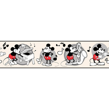 York Wallcoverings RoomMates Vintage Disney Mickey Mouse Peel and Stick Border Whimsical Licensed Reds  Wallpaper - RMK4523BD