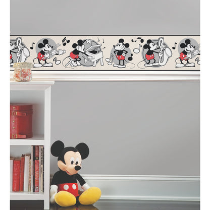 York Wallcoverings RoomMates Vintage Disney Mickey Mouse Peel and Stick Border Whimsical Licensed Reds  Wallpaper - RMK4523BD