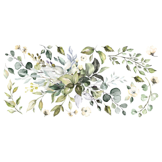 York Wallcoverings RoomMates Watercolor Floral Arrangement Wall Decals Transitional Botanical Greens  Wallpaper - RMK4711GM