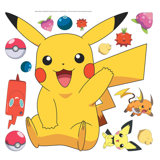 York Wallcoverings RoomMates Pikachu Giant Wall Decals Kids Licensed Multicolor  Wallpaper - RMK4821GM