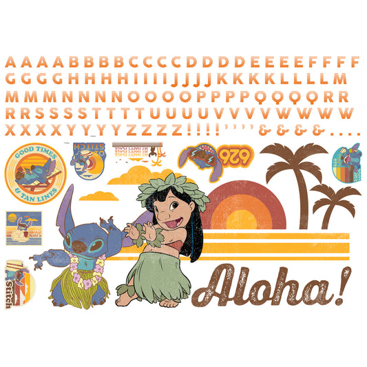 York Wallcoverings RoomMates Lilo And Stitch Giant Wall Decals With Alphabet Whimsical Licensed Multicolor  Wallpaper - RMK5111GM
