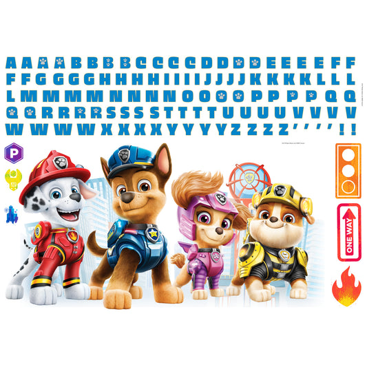 York Wallcoverings RoomMates Paw Patrol Peel and Stick Giant Wall Decals With Alphabet Kids Licensed Multicolor  Wallpaper - RMK5122GM