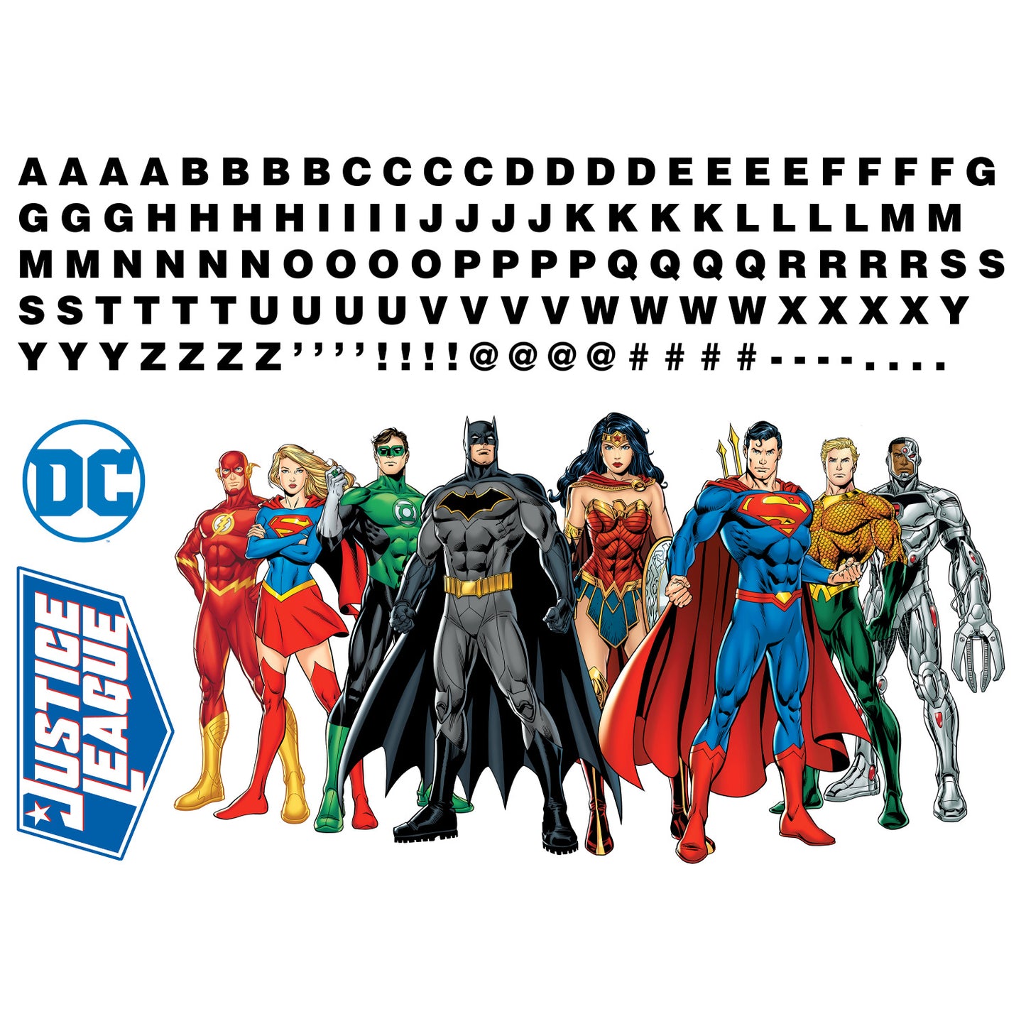 York Wallcoverings RoomMates Justice League Giant Wall Decals With Alphabet? Whimsical Licensed Multicolor  Wallpaper - RMK5157GM