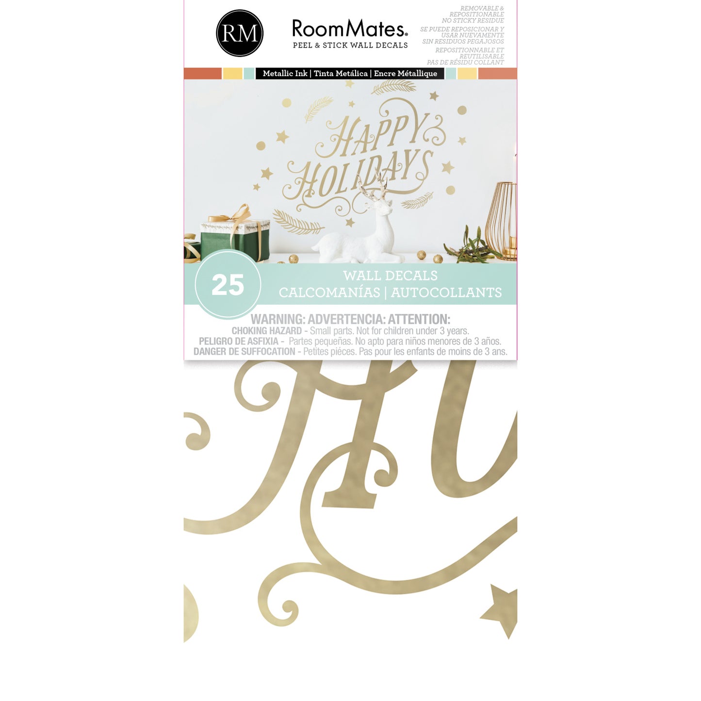 York Wallcoverings RoomMates Happy Holidays Wall Decals With Metallic Ink Modern Graphics Yellows  Wallpaper - RMK5180SCS (Discontinued Pattern)