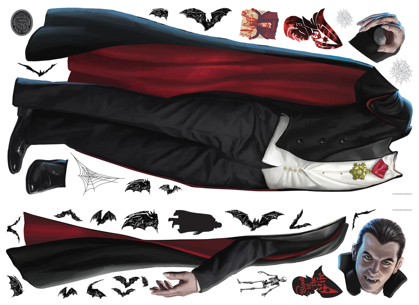 York Wallcoverings RoomMates Classic Monsters Dracula Giant Wall Decals Whimsical Licensed Blacks  Wallpaper - RMK5211GM