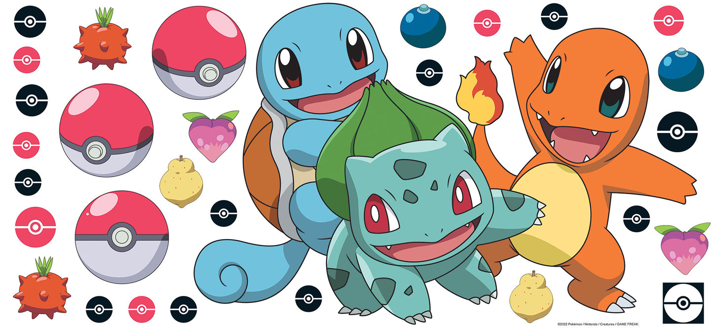 York Wallcoverings RoomMates Pok??mon Squirtle, Charmander, and Bulbasaur Peel and Stick Giant Wall Decals Kids  Multicolor  Wallpaper - RMK5361GM