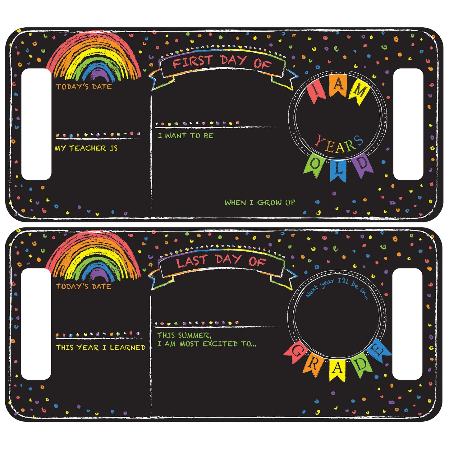 York Wallcoverings RoomMates Last or First Day of School Rainbow Chalkboard Kids Graphics Blacks  Wallpaper - RMK5369CB