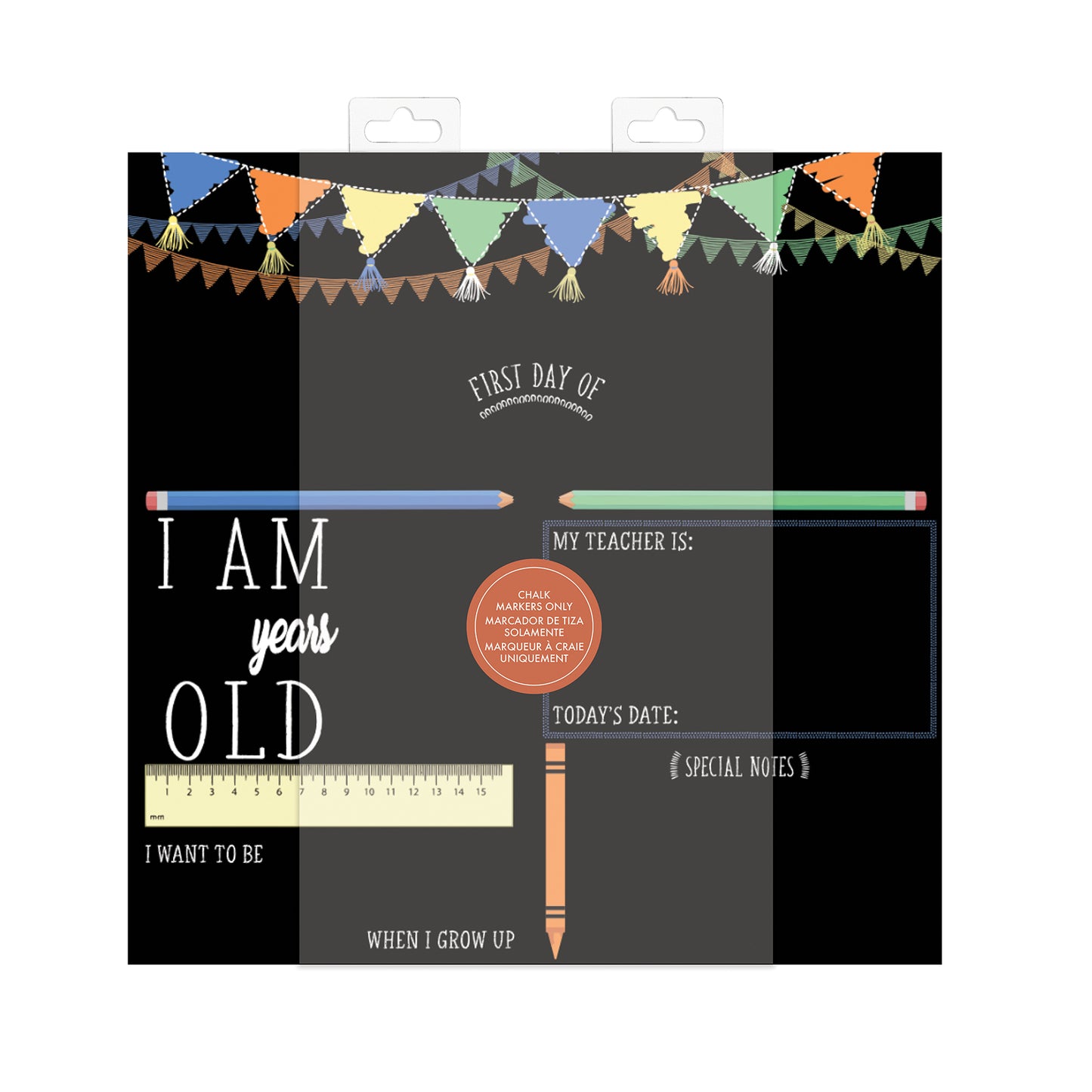 York Wallcoverings RoomMates Last or First Day of School Banner Chalkboard Kids Graphics Blacks  Wallpaper - RMK5370CB