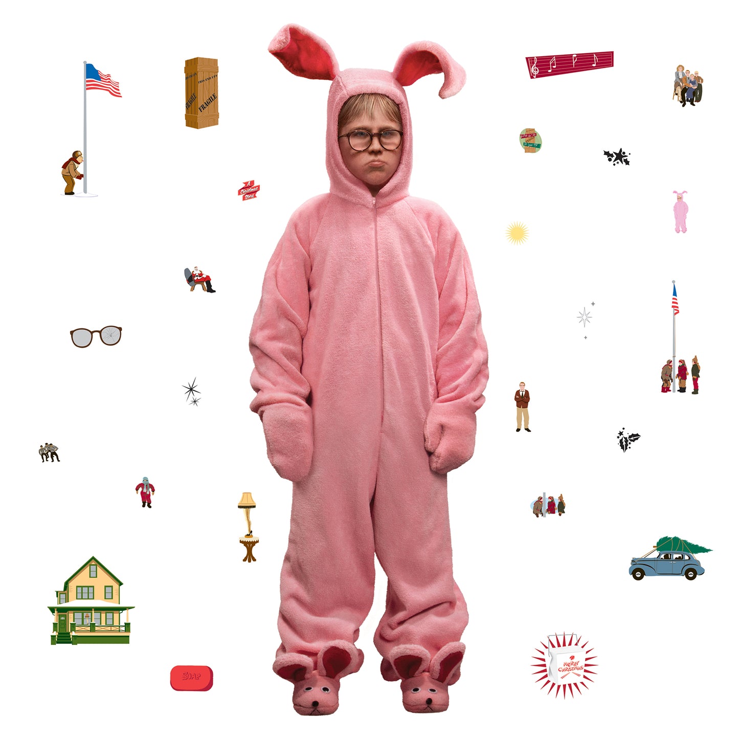 York Wallcoverings RoomMates A Christmas Story Ralphie Bunny Suit Giant Wall Decals Modern Graphics Pinks  Wallpaper - RMK5409GM