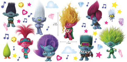 York Wallcoverings RoomMates Trolls 3 Band Together with Glitter Wall Decals Modern Graphics Purples  Wallpaper - RMK5435SCS