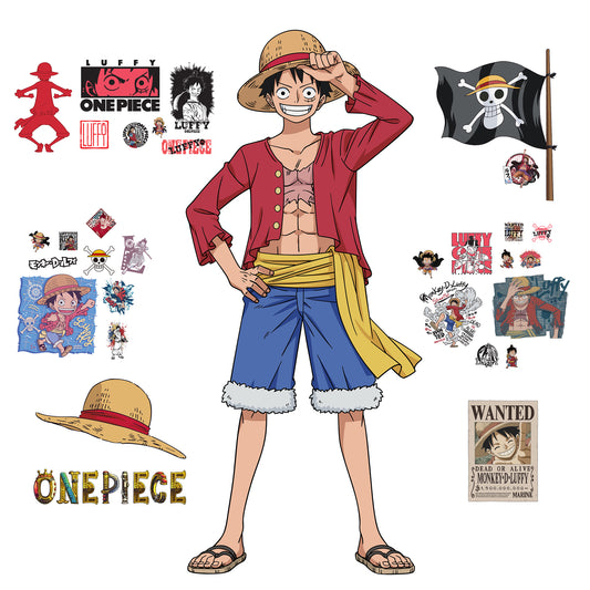 York Wallcoverings RoomMates One Piece Luffy Giant Wall Decals Kids Graphics Reds  Wallpaper - RMK5439GM