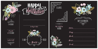 York Wallcoverings RoomMates Floral Birthday Chalkboard Kids Graphics Blacks  Wallpaper - RMK5454CB