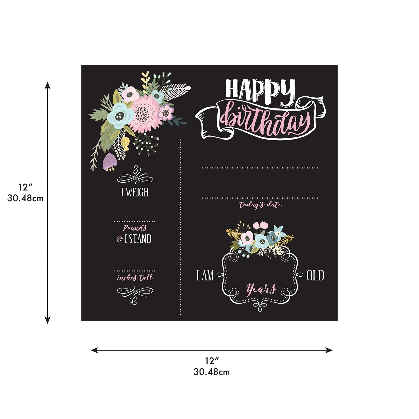 York Wallcoverings RoomMates Floral Birthday Chalkboard Kids Graphics Blacks  Wallpaper - RMK5454CB