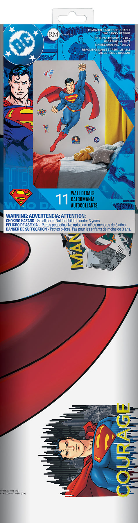 York Wallcoverings RoomMates Superman Global Hero Peel and Stick Wall Decals Fairy Tales & Fantasy Kids Blue  Current Peel & Stick - RMK5564GM