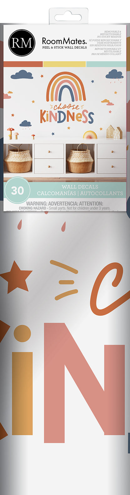 York Wallcoverings RoomMates Choose Kindness Rainbow Multicolor Wall Quote Decals Alphabet & Numbers Kids Multicolor  Current Peel & Stick - RMK5576GM