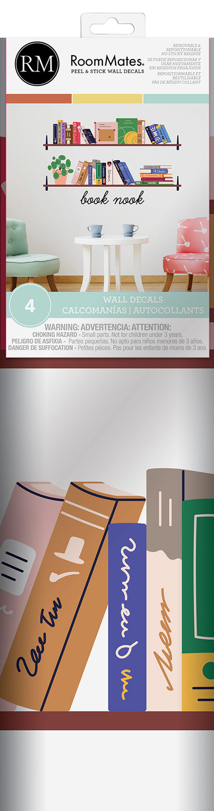 York Wallcoverings RoomMates Book Nook Shelf Multicolor Wall Decals Alphabet & Numbers Kids Multicolor  Current Peel & Stick - RMK5580GM