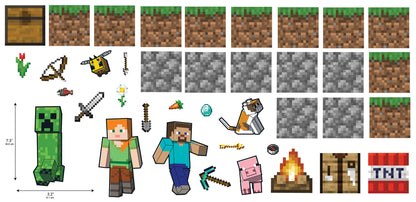York Wallcoverings RoomMates Minecraft Blocks Build Your Own Wall Decals Graphics Kids Brown  Current Peel & Stick - RMK5581SCS