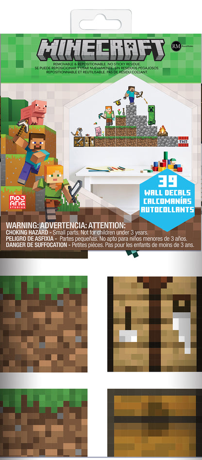 York Wallcoverings RoomMates Minecraft Blocks Build Your Own Wall Decals Graphics Kids Brown  Current Peel & Stick - RMK5581SCS