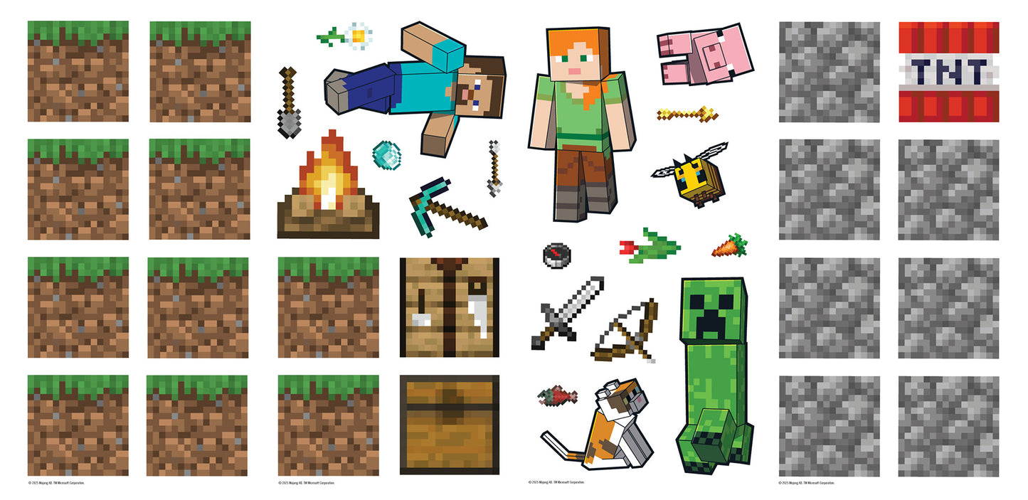 York Wallcoverings RoomMates Minecraft Blocks Build Your Own Wall Decals Graphics Kids Brown  Current Peel & Stick - RMK5581SCS