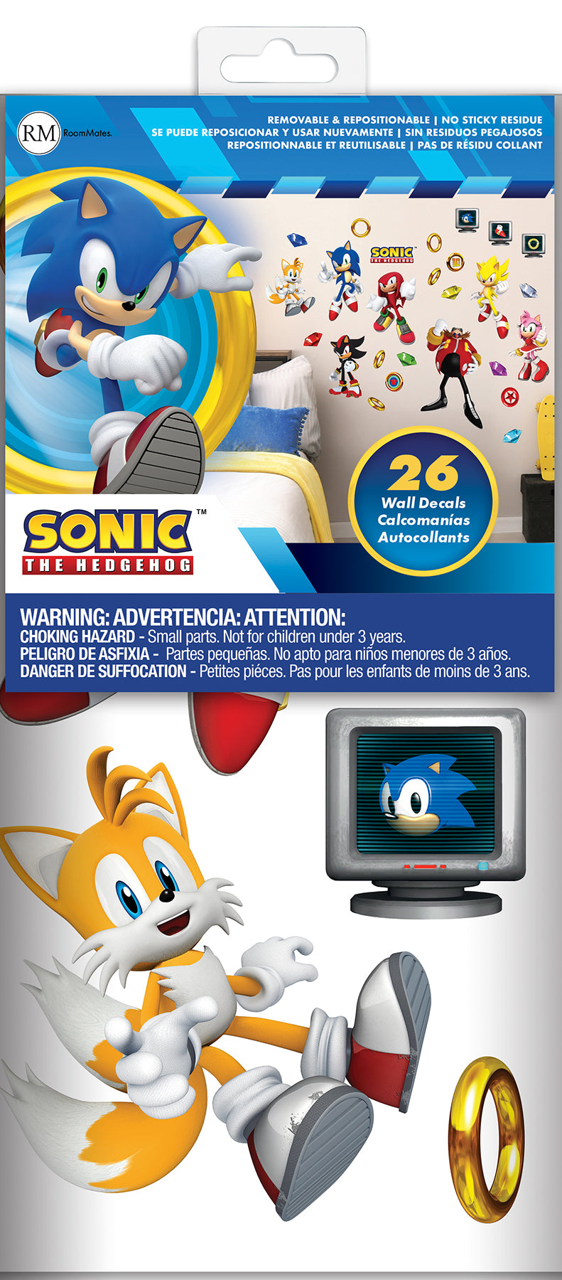 York Wallcoverings RoomMates Sonic The Hedgehog Wall Decals Graphics Kids Blue  Current Peel & Stick - RMK5584SCS