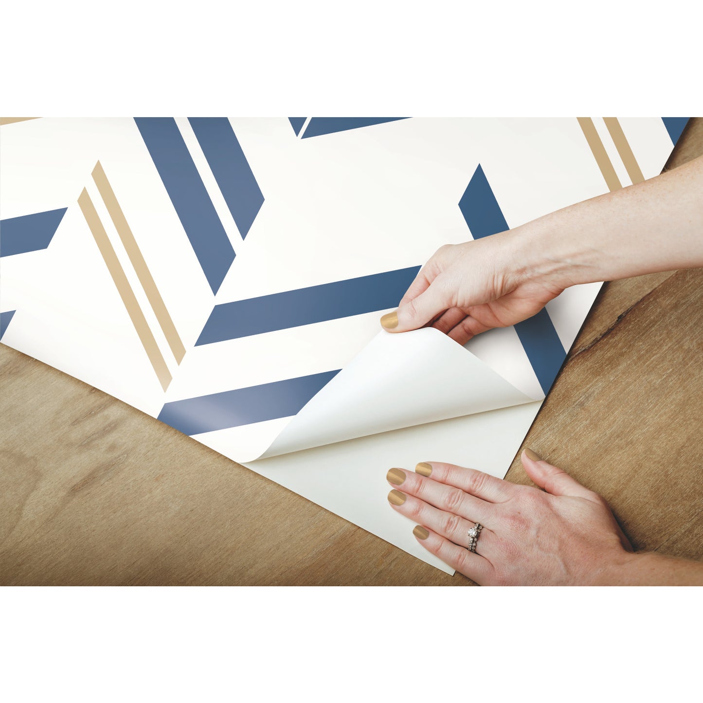 York Wallcoverings RoomMates Chevron Stripe Blue Peel and Stick Wallpaper Modern Global Blues  Wallpaper - RMK9002WP