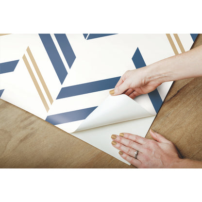 York Wallcoverings RoomMates Chevron Stripe Blue Peel and Stick Wallpaper Modern Global Blues  Wallpaper - RMK9002WP