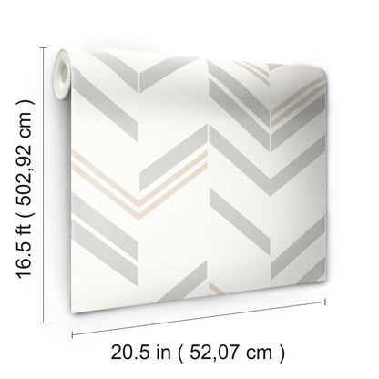 York Wallcoverings RoomMates Chevron Stripe Grey Peel and Stick Wallpaper Modern Global Greys  Wallpaper - RMK9004WP (DISCONTINUED PATTERN)