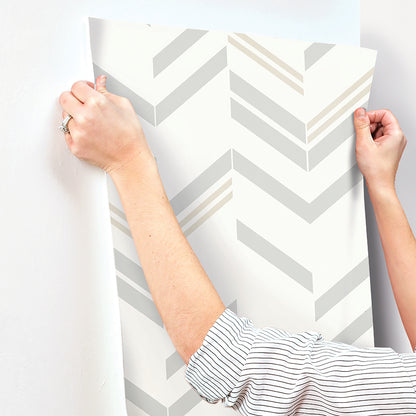 York Wallcoverings RoomMates Chevron Stripe Grey Peel and Stick Wallpaper Modern Global Greys  Wallpaper - RMK9004WP (DISCONTINUED PATTERN)