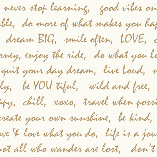 York Wallcoverings RoomMates Dream Big Script Gold Peel and Stick Wallpaper Modern Zen Yellows  Wallpaper - RMK9006WP